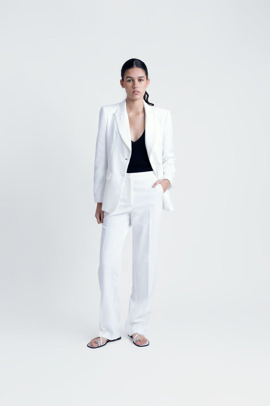 Pantalón blanco de corte recto – Zenda Couture